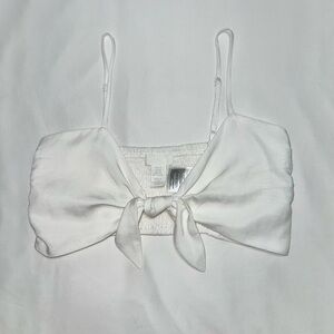 H&M Linen Tie-Front Top White Spaghetti Straps Vacation Basic Size X-Small